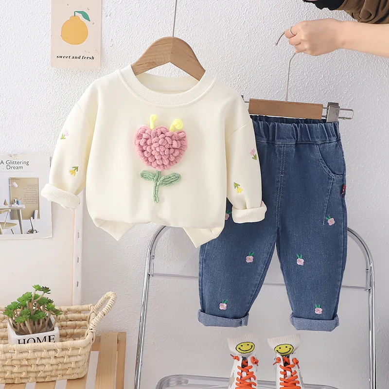 Yubenhong Baby Mädchen Outfit Set - Süßes 2-teiliges Rüschen-Sweatshirt Mit Hose Für Herbst & Winter