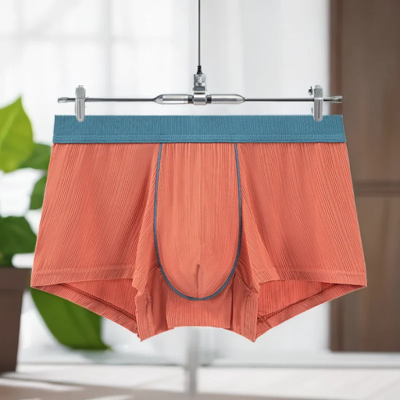 2 Pcs Thread cotton Sexy Men's Boxer Shorts Panties Breathable Pouch Bulge Underpants Male Summer U Pouch Male Panties Gay Ropa