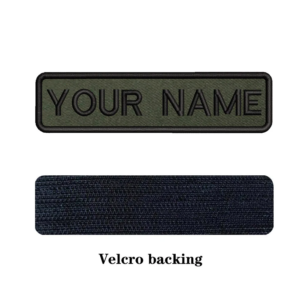 10X2.5cm Army Green background Embroidery Custom Name Text Patch Stripes badge Iron On Or Velcros Backing Patches For Clothes 