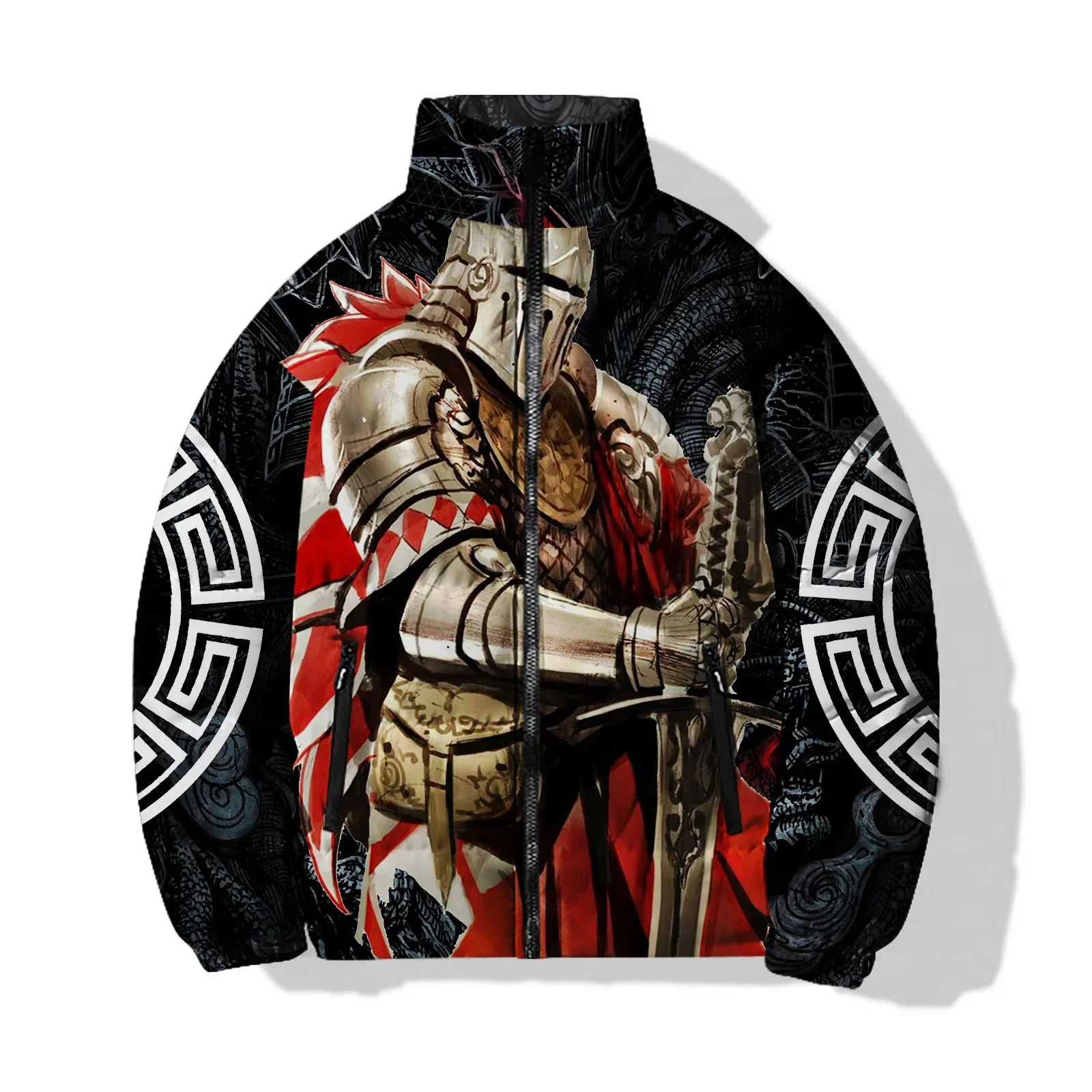 thumbnail image 1 of Chaquetas cómodas y cálidas para hombre, modernas y versátiles, con relleno largo y estampado de guerrero, abrigos para hombre, abrigos deportivos de invierno para el tiempo libre para hombre, 1 of 4