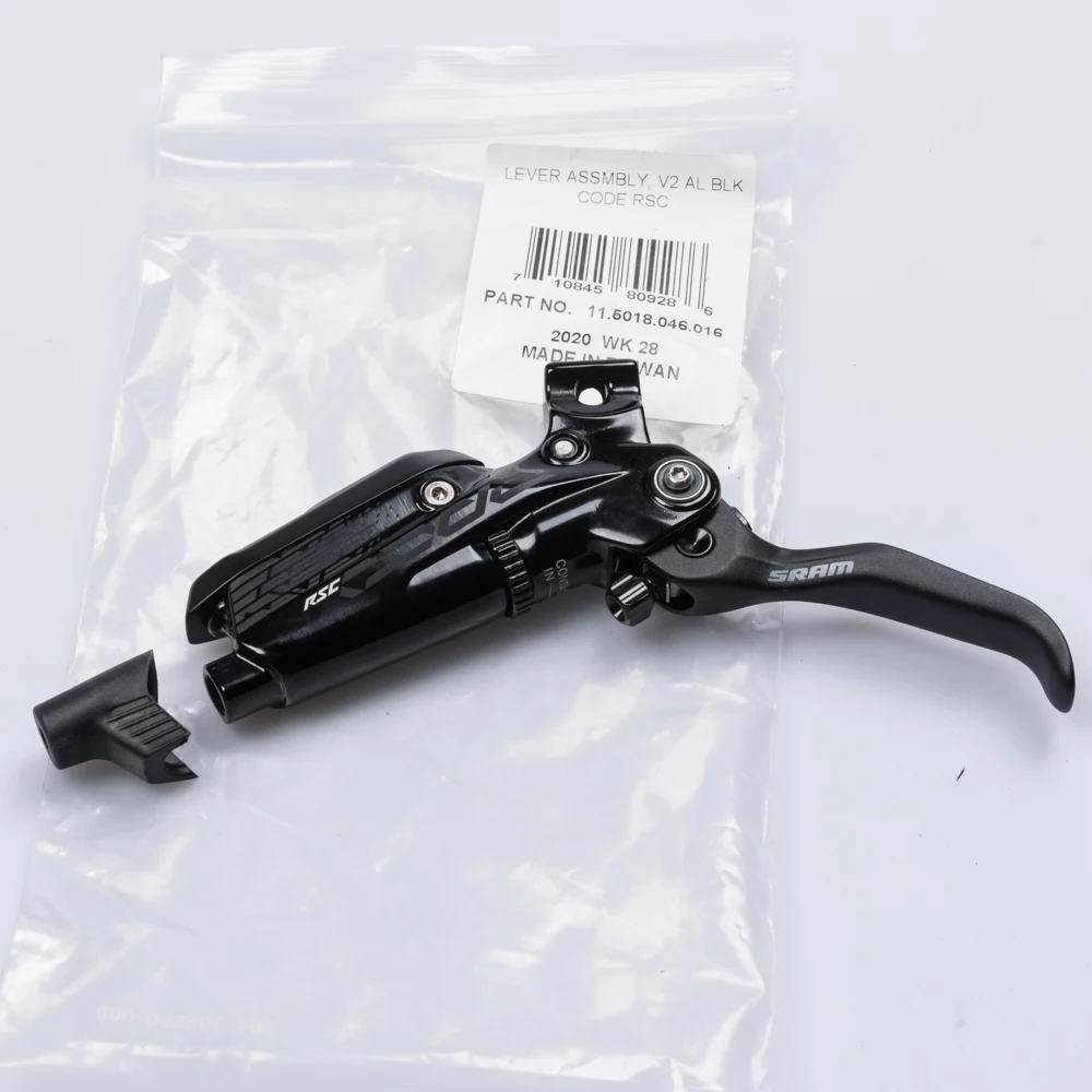 

SRAM 11.5018.046.016 DISC BRAKE LEVER ASSEMBLY ALUMINUM LEVER (ASSEMBLED NO HOSE INCLUDES BARB & OLIVE) VERSION 2 BLACK CODE RSC