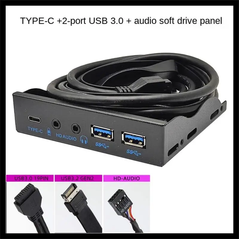 

3.0 Front Panel for PC USB 3.1 Type C + 2x USB3.0 + 2x USB2.0 Hub + Audio 3.5mm + Earphone MIC for 5.25" -ROM Drive Bay