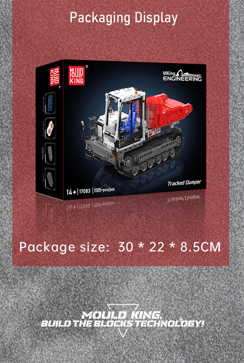 Mould King 17083 Technisches Auto-Spielzeug: Der RC-Raupendumper – Technik-LKW-Bausatz für Kinder, Weihnachtsgeschenk – Detail 8