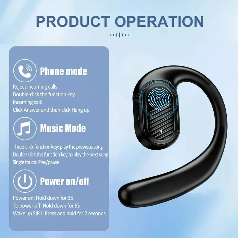 Universal Bluetooth 5.4 Wireless Earphones with Mic for Sport, Business, and Music - Enhanced Stereo Sound