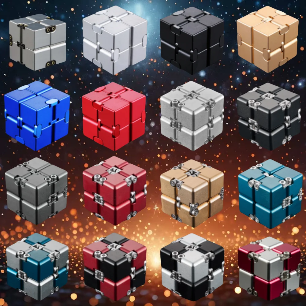 Decompression Rubik's Cube Stress Reliever Expandable Aluminium Alloy Cube Pocket Finger Decompression Toys