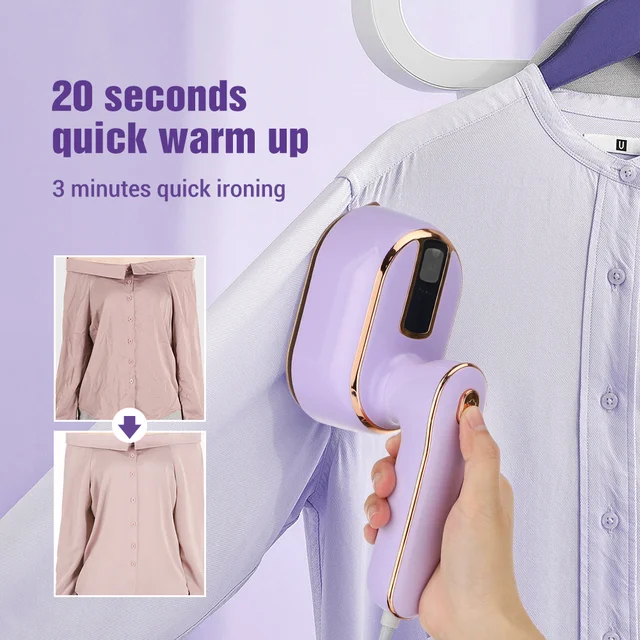 Micro Steam Iron, Travel Steamer for Clothes Portable Mini Steam Iron, 970W Handheld Steamer Dry and Wet Ironing for Home,Travel 2