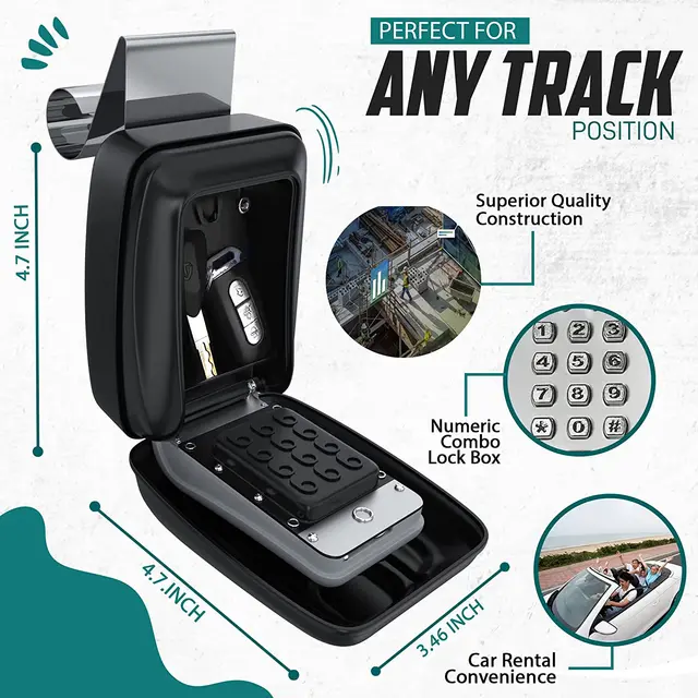 Portable Car Window Hanging Antitheft Code Key Box With 12Digits Code Waterproof Anti-theft Key Safe For Office Home Outdoor Use 4