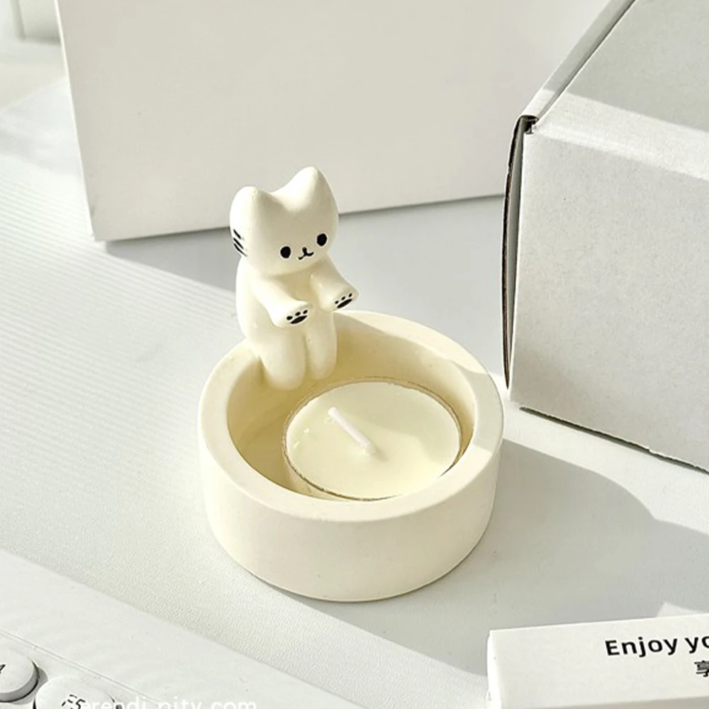 Cute Cat Candle Holder,Cute Kitten Candle Holder Room Home Decor Living Romantic Candlestick Holder Birthday Dinner Decoration