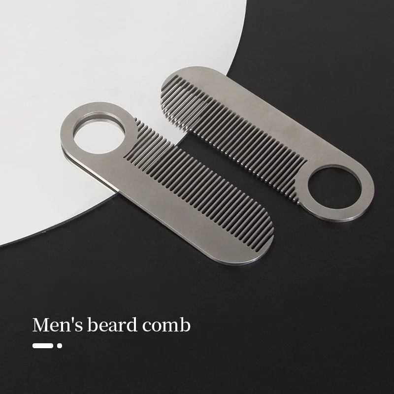 Stainless Steel Men's Beard Comb Portable Mini Oil Head Comb for Barber Mustache Care Shaping Tools Pocket Size Silver Hair Comb 2