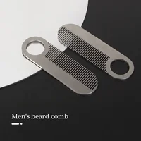 Stainless Steel Men's Beard Comb Portable Mini Oil Head Comb for Barber Mustache Care Shaping Tools Pocket Size Silver Hair Comb 2