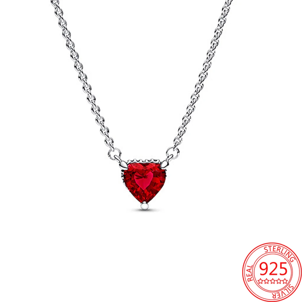 Conjunto de pendientes y collar de anillo de amor de rubí de Plata de Ley 925 romántica, regalos de joyería de Boutique para niñas