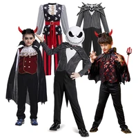 Kids' Halloween Gothic Vampire & Day of The Dead Cosplay Costumes for Boys Top + Pants + Cloak Set Scary Fantasy Outfits