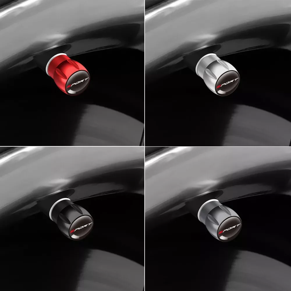 4pcs Metal Car Black Aluminium Metal Alloy Tire Rim Valve Air Port Dust Cover Stems Caps Tire Valve Universal Car Accessories