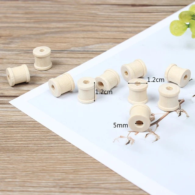 100pcs 11X12mm Natural Wood Spools Mini Wooden Spool Bobbins DIY Sewing  Tools Crafts Threading Sewing Accessory For Scrapbooking