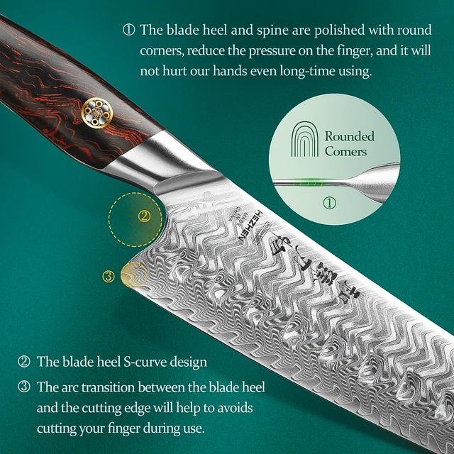 Hezhen 2Pc Késkészlet Elegáns Sorozat 73 Rétegek Damascus Steel G10 Fogantyú Séf Utility Kitchen Tools - Image 3