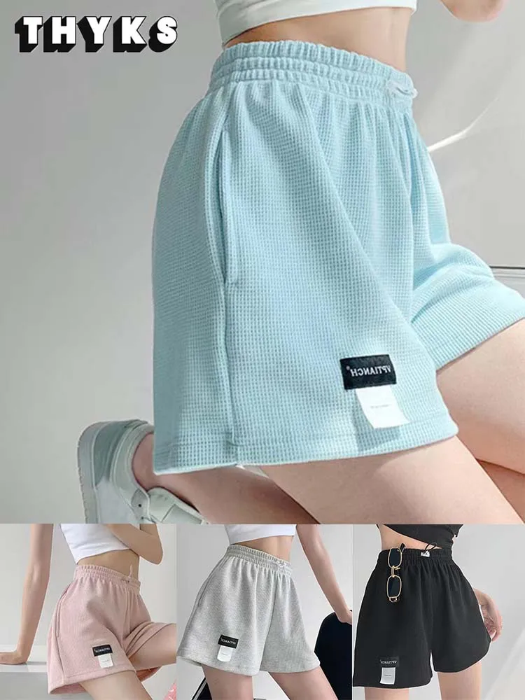 

Women's Casual Loose Sports Shorts Fashion Elastic Waist Pocket Solid Color Minimalist Wind Casual High Waist Straight Pants