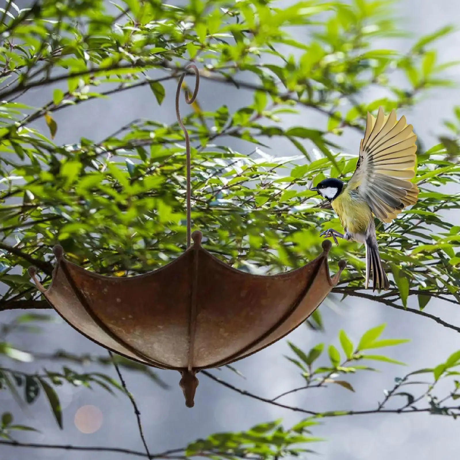 Hanging Bird Bath Rustic Birdfeeder Metal Bird Feeder for Lawn Tree Balcony Hanging Bird Bath Rustic Birdfeeder Metal Bird Feeder for Lawn Tree Balcony