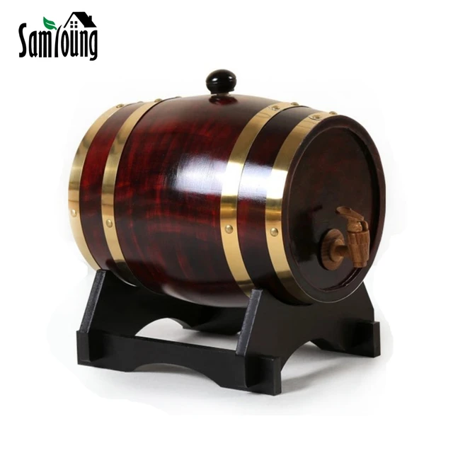 Barril de madera de 3 litros, barril de vino, pino, roble Vintage, cerveza,  whisky, ron, pino - AliExpress