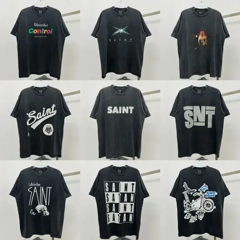 

Saint Michael VTG Heavy Duty Vintage Short Sleeved Men's and Women's Loose Fitting Cotton Half Sleeved Short Sleeved T-shirt