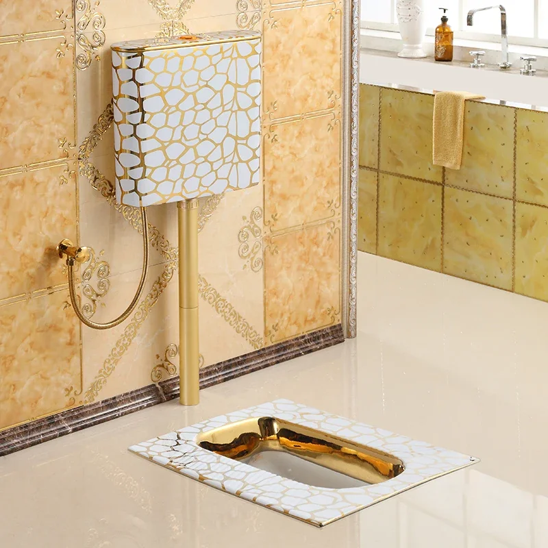 #*Gold toilet water tank suit squatting toilet basin chair large urinal rámica  унитаз напольный 3