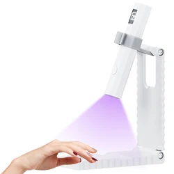 Compact UV Nail Dryer - Adjustable Stand & Timer, Portable Gel Nail Curing Lamp, Rechargeable Flash Curing Light (White - 1 Set)
