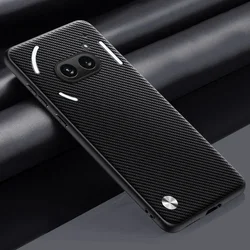 Leather Hybrid Hard Case - Luxury Phone Cover for Nothing Phone 2 (Carbon Fiber)