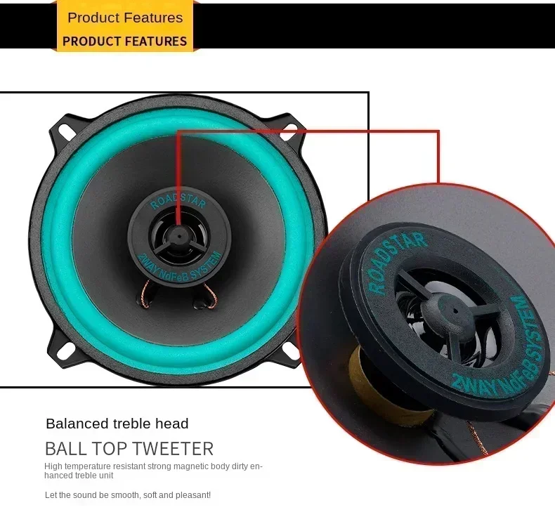 Universal Car Speakers - 4/5/6.5 Inch Coaxial High Sensitivity Audio System