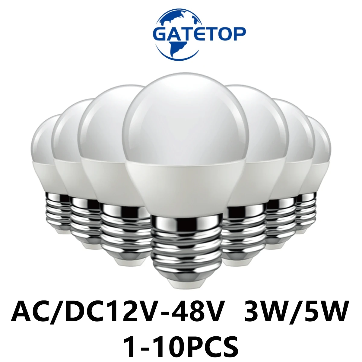 หลอดไฟแรงดันต่ำ LED G45 ac/dc 12V-48V B22 E27สว่างมากแสงสีขาวอบอุ่น3W 5W สำหรับพลังงานแสงอาทิตย์ชาร์จไฟในแรงดันต่ำ 1