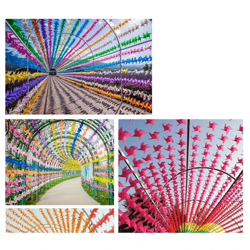 Pack of 100 Pinwheels 30m Wire Rope Set for Garden Yard Party Decorations Windmill Toy Gifts for Kids Wind Spinners