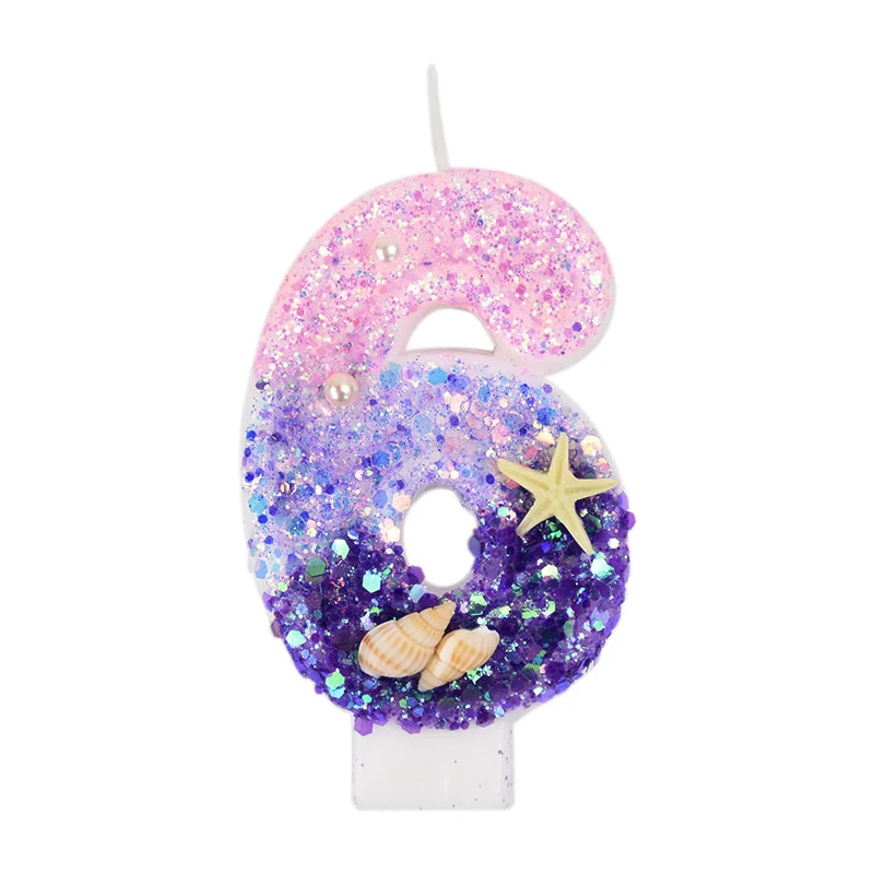 Mermaid Cake Candle Topper in Pink and Purple - Under the Sea Birthday Party Decoration