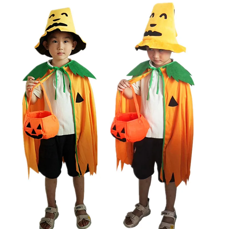 

Halloween Baby Custome Pumpkin Suit Tops Coat+hat Halloween Party Cosplay Clothing Kids Costume Set