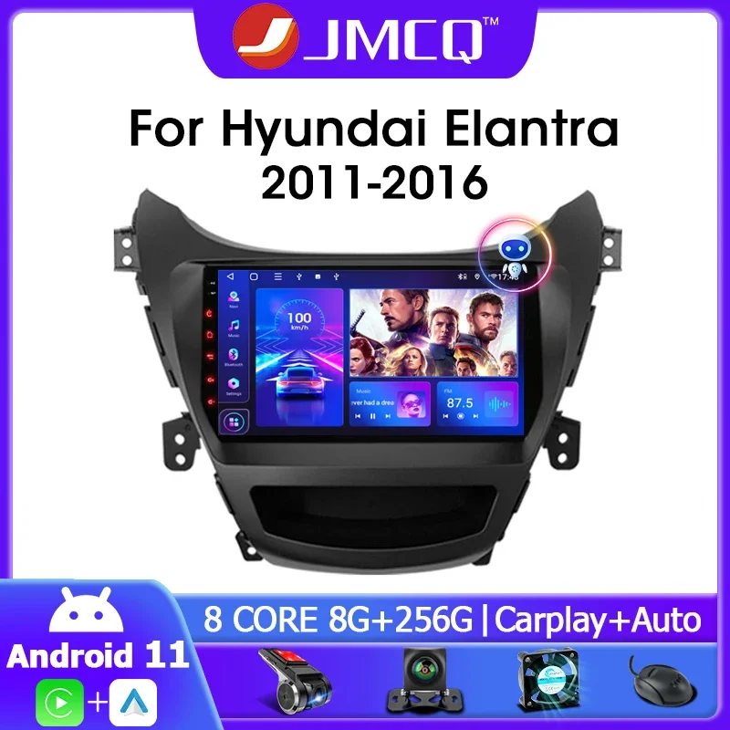 

JMCQ Android 11.0 Car Radio For Hyundai Elantra Avante I35 2011-2016 Multimedia Player 2 din GPS Navigaion 4G Carplay Head unit