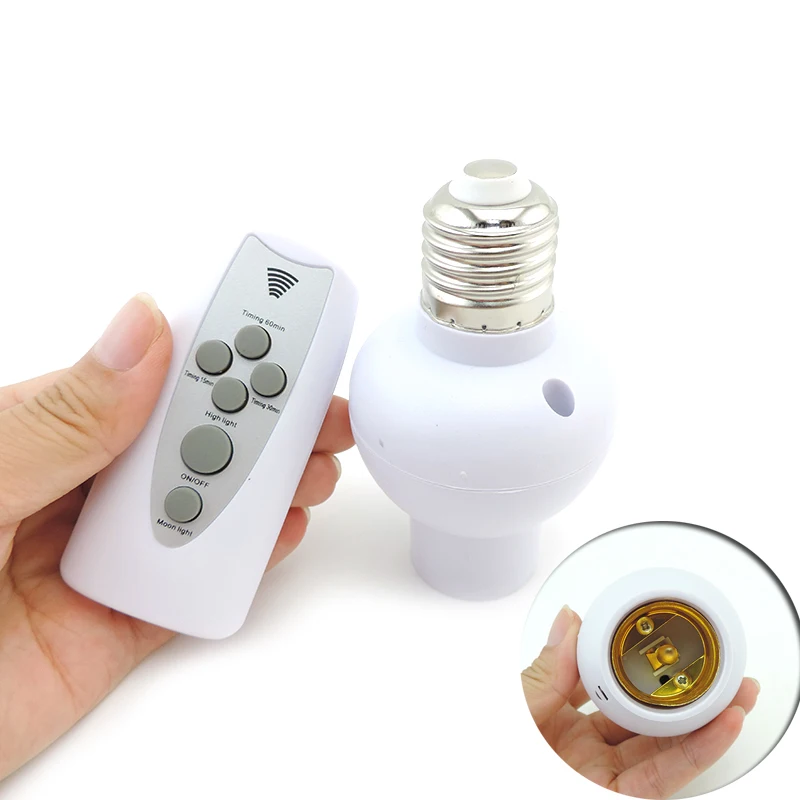 

Infrared Wireless Remote Control Lamp Holder 220V Bulb Cap E27 Socket Lamp Base For Indoor Night Light With Timer