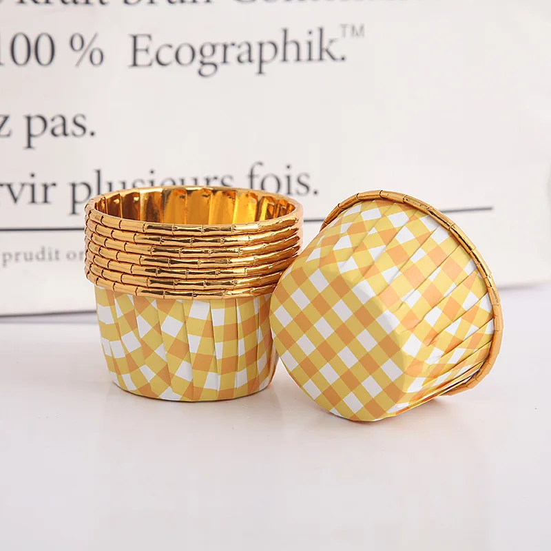 

Roll Mouth Cup 50PCS Thickened Cake Paper Cups Medium Large Baking Cups Cake Supplies Gold High Temperature Resistant