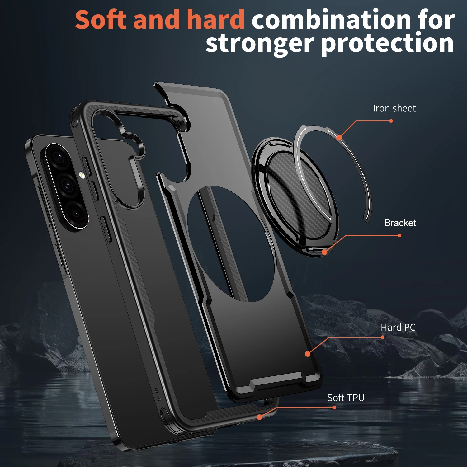 360° Rotating Magnetic Metal Bracket Phone Case