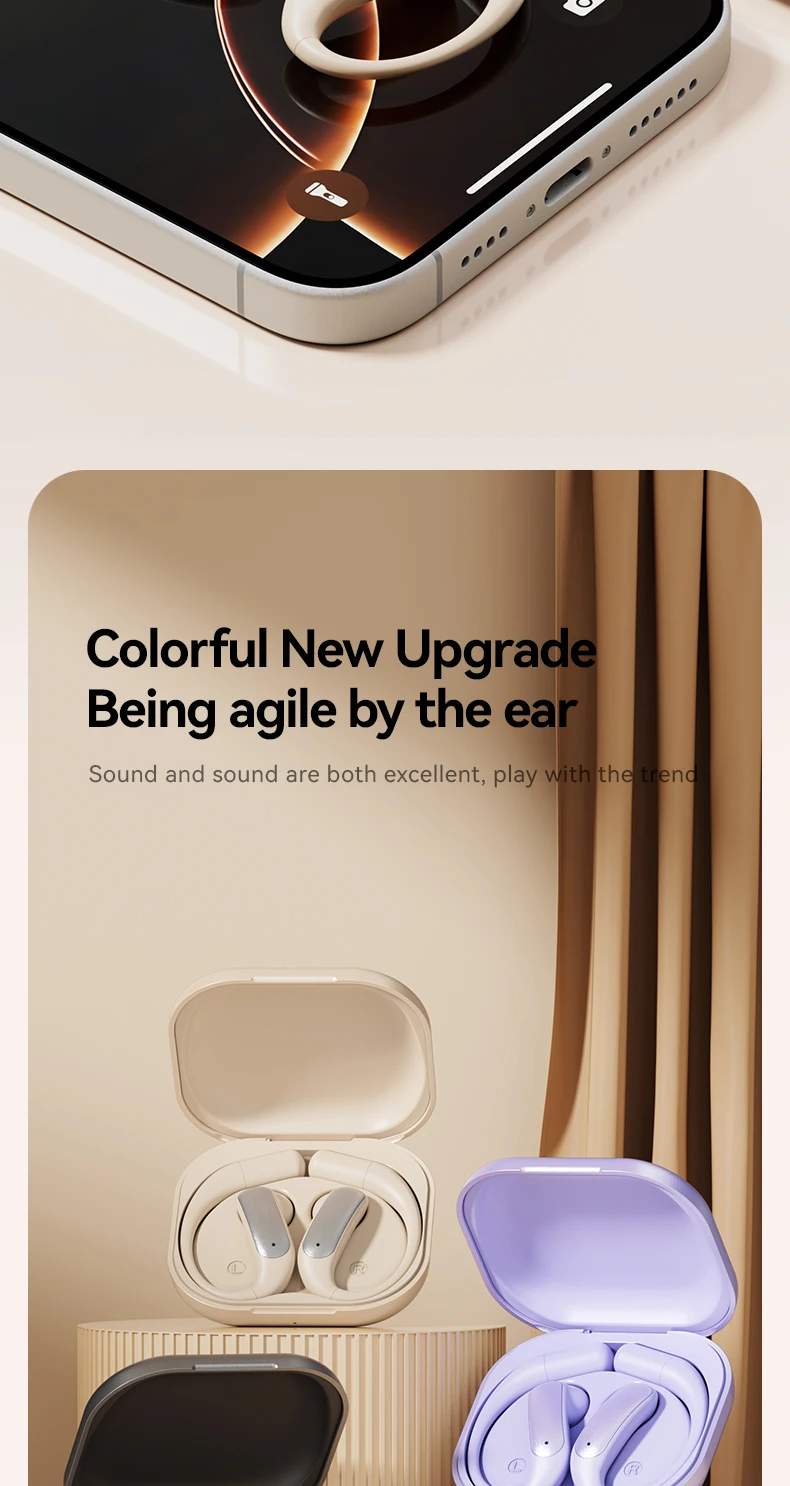 Bluetooth headphones OWS - Open-wired wireless waterproof over-ear type with ext