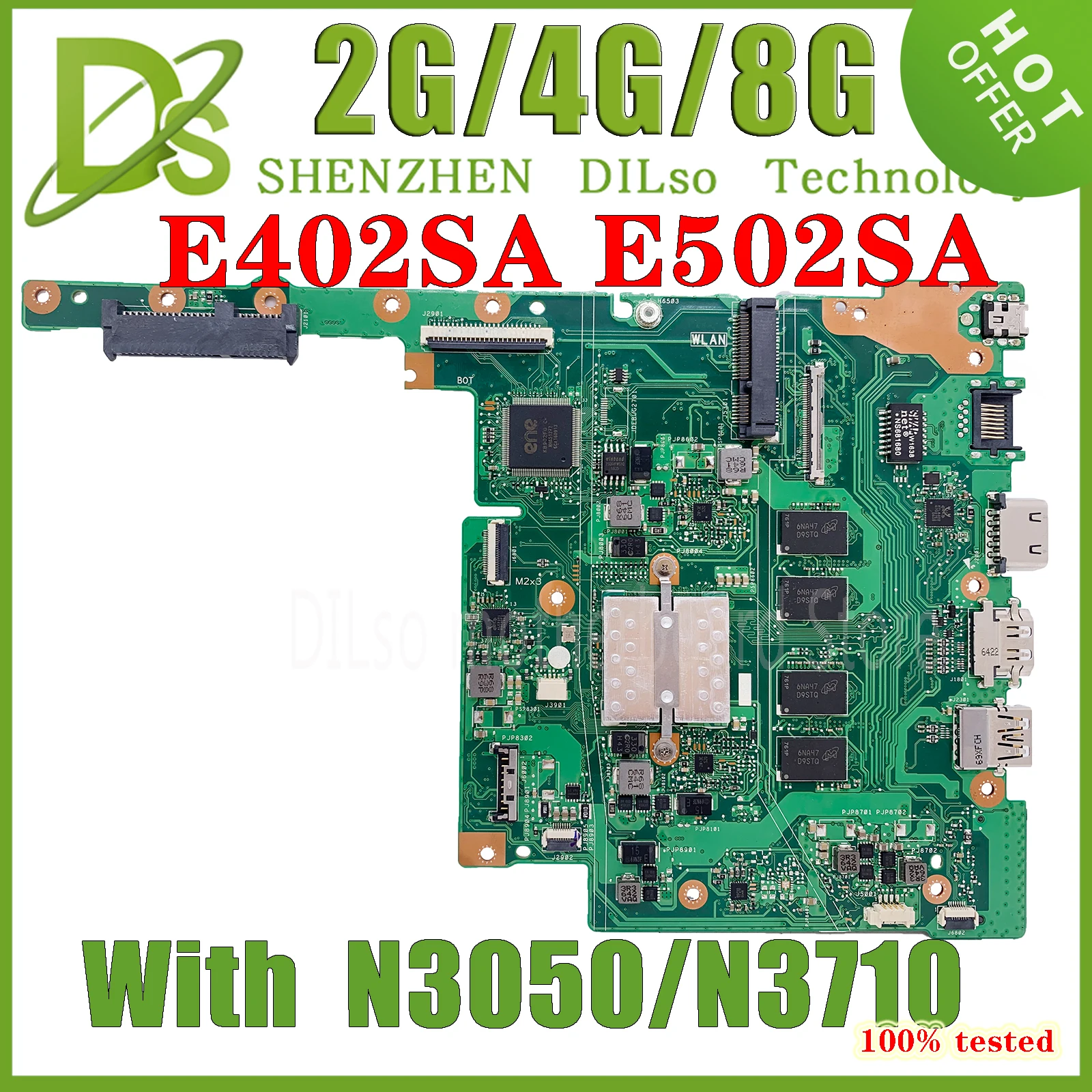 

KEFU E402SA MAINboard For ASUS E502SA E402S E502S Laptop Motherboard N3050 N3060 N3700 N3710 CPU 4G 8G RAM 100% Test OK