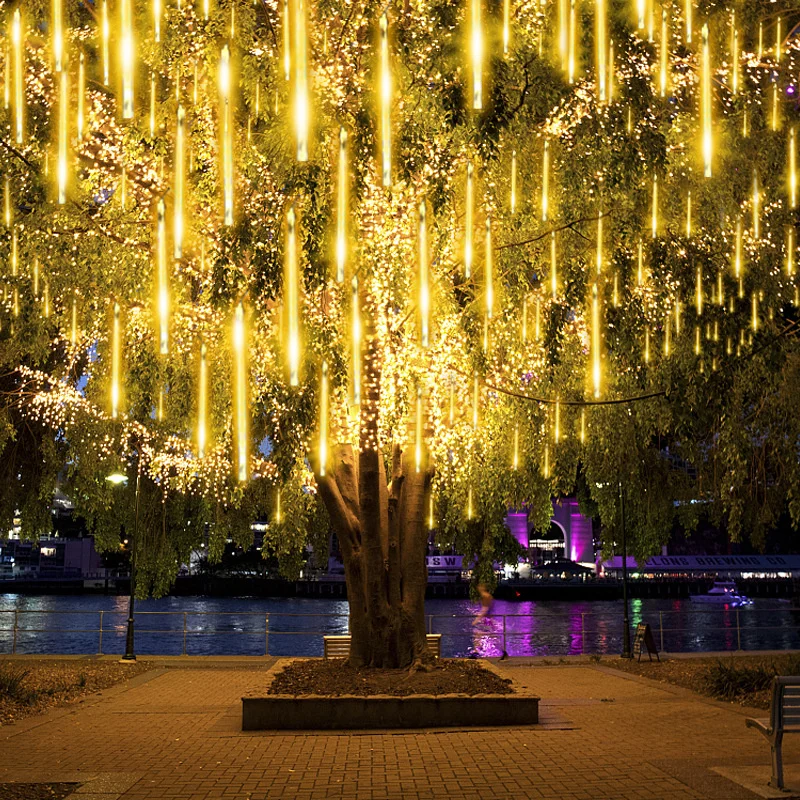 

1/2/3/4 Set Meteor Shower LED String Lights Waterproof Christmas Solar Spring Festival Street Light Outdoor Garden Tree Decor
