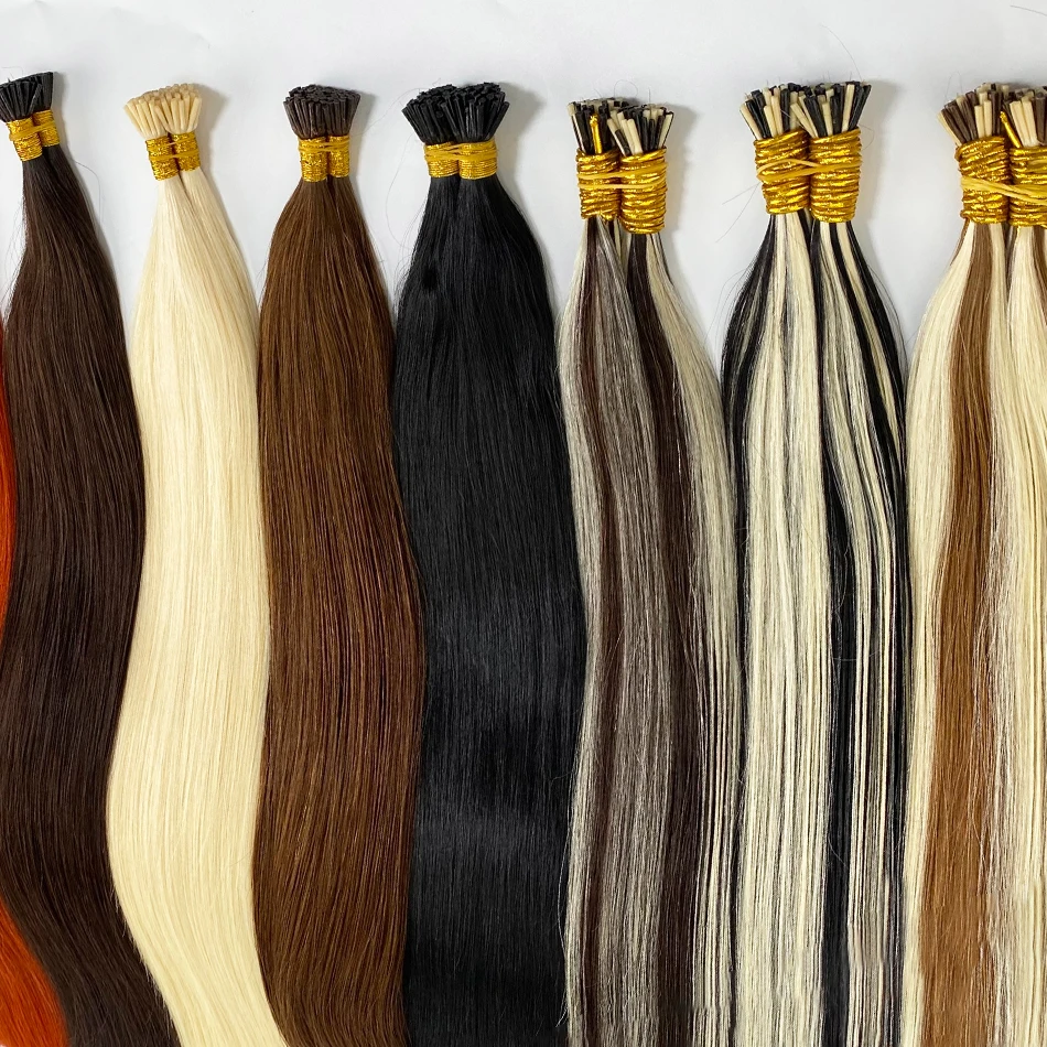 100% Real Straight I Tip Hair Extensions Capsules in Human Hair Fusion Natural Vietnamese Keratin Pre-bonded Blonde Hair Bundles 5