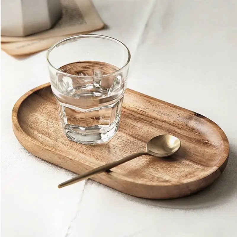 Mini Solid Wood Dessert Plate Japanese Style Serving Tray for Jewellery Key Saucer Trays Fruit Plate Storage Pallet Kitchen Deco 2
