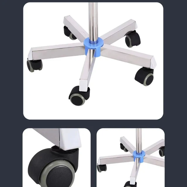 American Hospital Supply Portable IV Pole - Height Adjustable, 2 Hooks, Wheels For Home Or Clinic Use