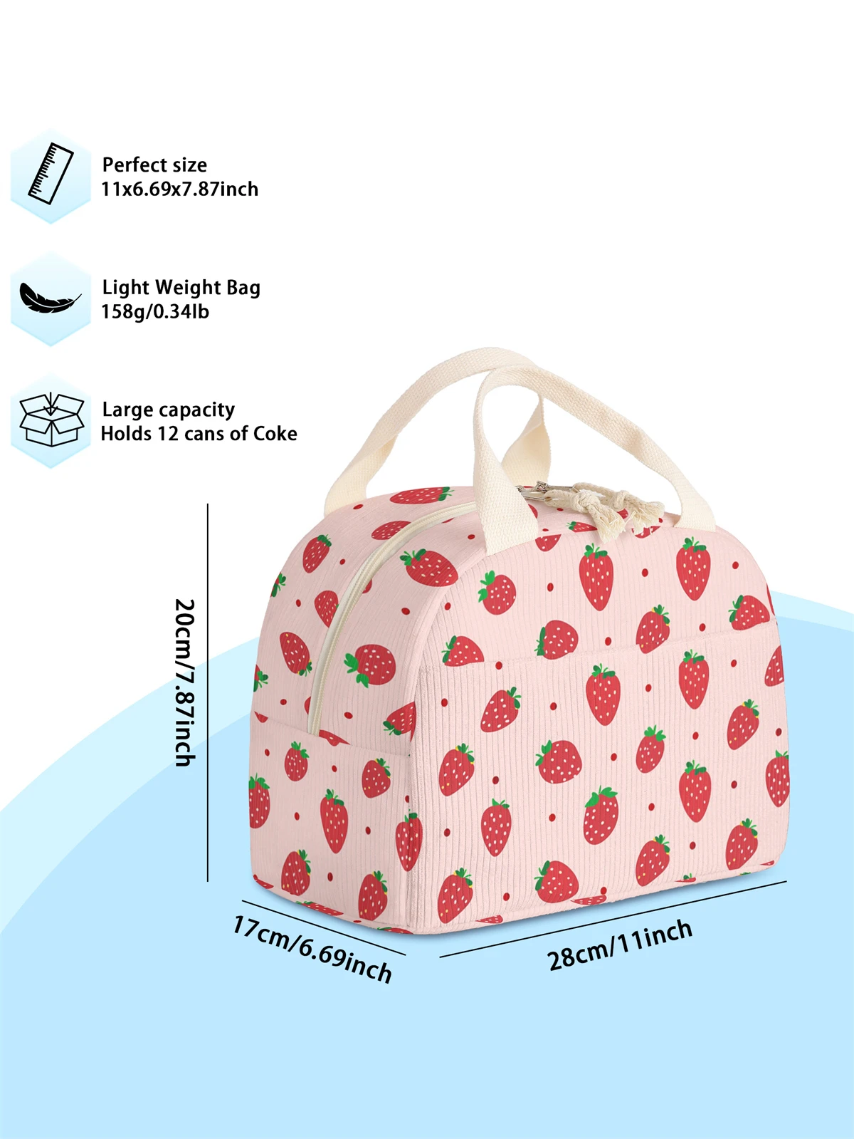1pc- insulated lunch box bag thickened student portable lunch bag