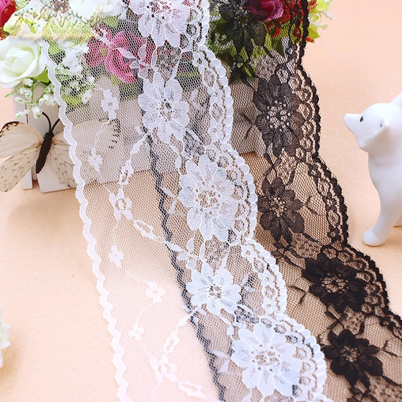 

Black White Lace Fabric Sheet Quilt Mosquito Net Decoration Love Gift Packing Ribbon Material 9cm Wide