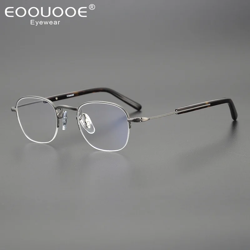 

46mm Titanium Men Glasses Frame Oval Retro Acetate High Quality Optics Myopia Eyeglasses Clear Lenses Prescription Women Eyewear