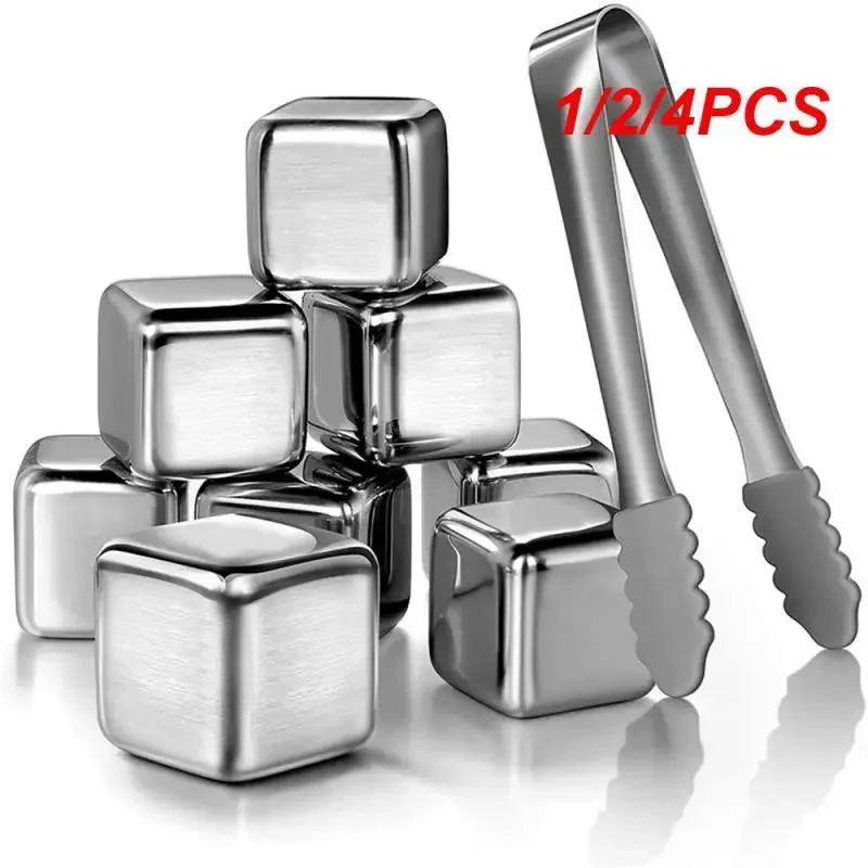1/2/4PCS Stainless Steel Metal Quick- Ice Grain Clip Creative Whiskey 27x27mm Chilling