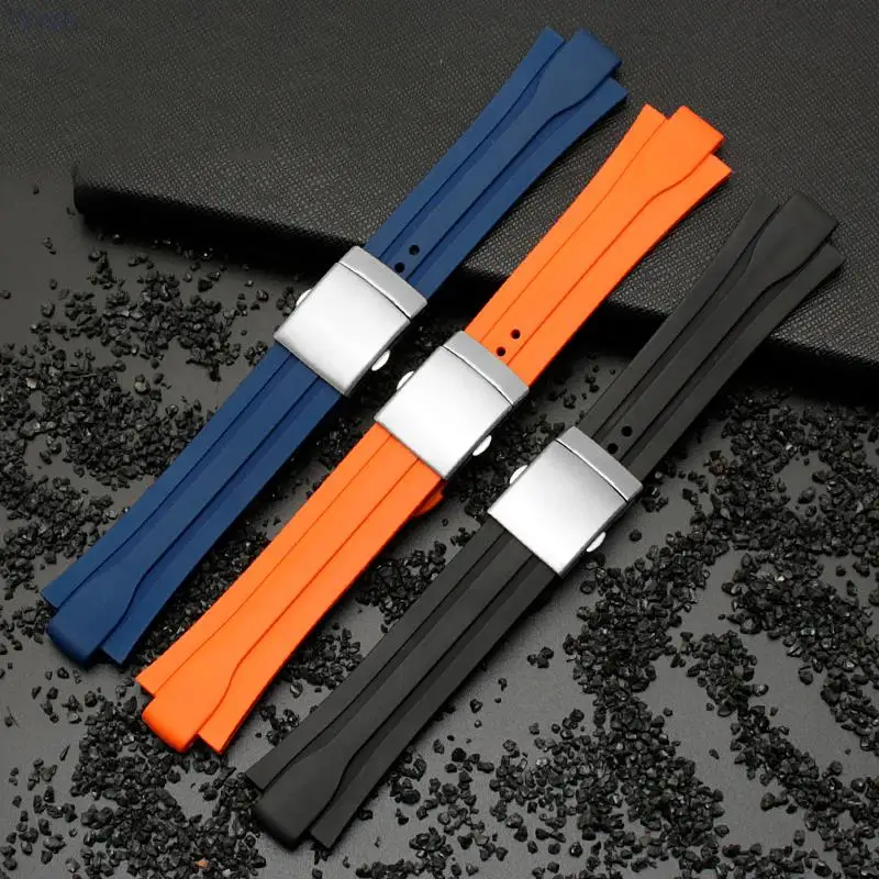 Cinturino In Silicone Di Gomma Per Cinturino Impermeabile Da 24*12Mm Per Oris Watch Diving Sport Cinturino Nero Per Bracciale Aquis Double Buckl