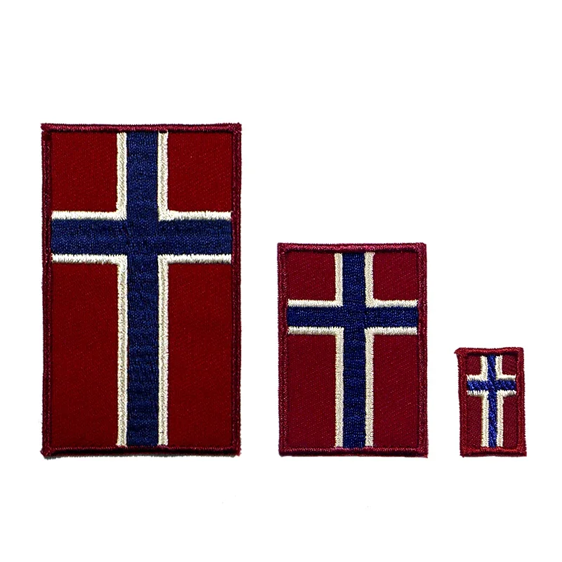 Big Medium and Small Norway Flag Icon Towel Embroidery Applique Patches For Clothing DIY Iron on Patch on the sticker