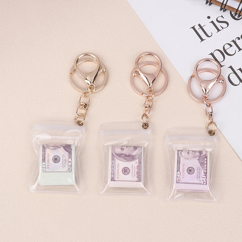 

1Pc Mini Money Stack Bag Charms Keychain Unique Money Stack Bag Keychain Creative Keychain Pendant Bag Hang Decoration