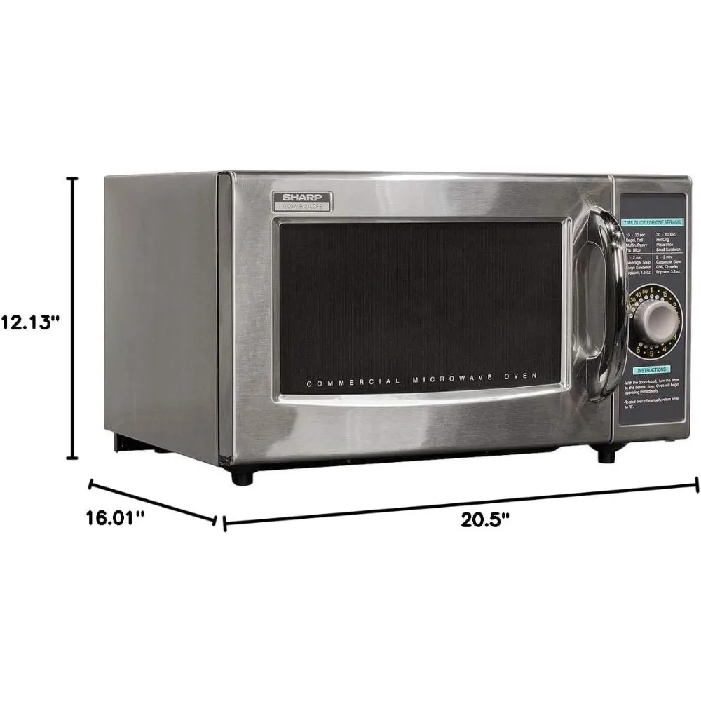 Sharp R-21LCFS Medium-Duty Commercial Microwave Oven with Dial Timer, Stainless Steel, 1000-Watts, 120-Volts, One Size 3