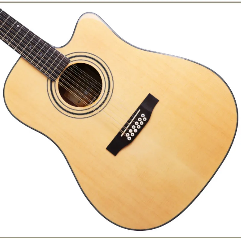 Acoustic Electric Guitar Steel-String Spruce D-Body 12 Strings Folk Pop Cutaway Install Pickup acoustic electric guitar